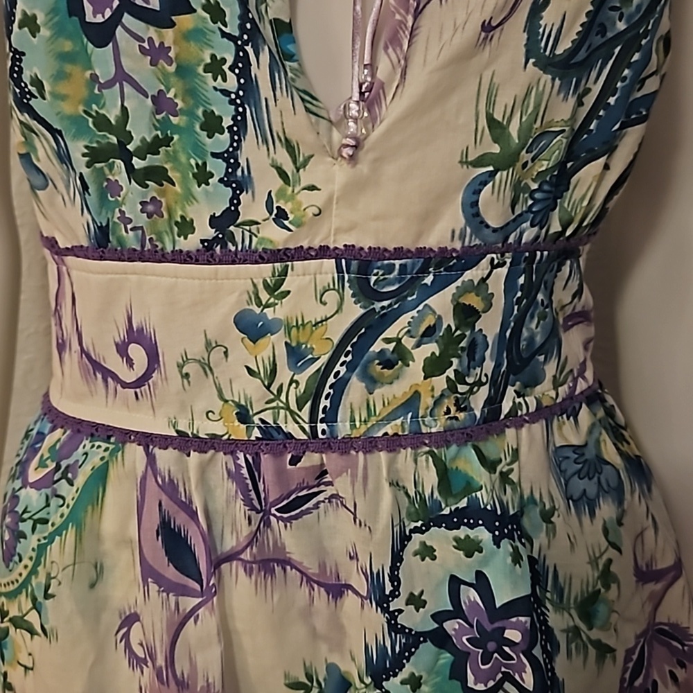 VTG CENTRAL FALLS Project X Floral Paisley Sleeveless Split Neck Tier Skirt Set - Picture 8 of 12